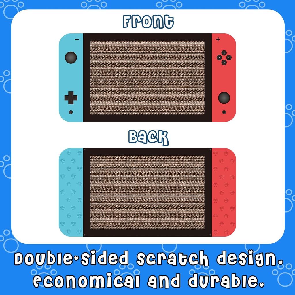 Gaming Cat Scratcher, Double Sided Cat Scratching Pad with Stickers, Game Theme Cute Kitten Interactive Toy, Kitten Toy & Cat Scratching Pad