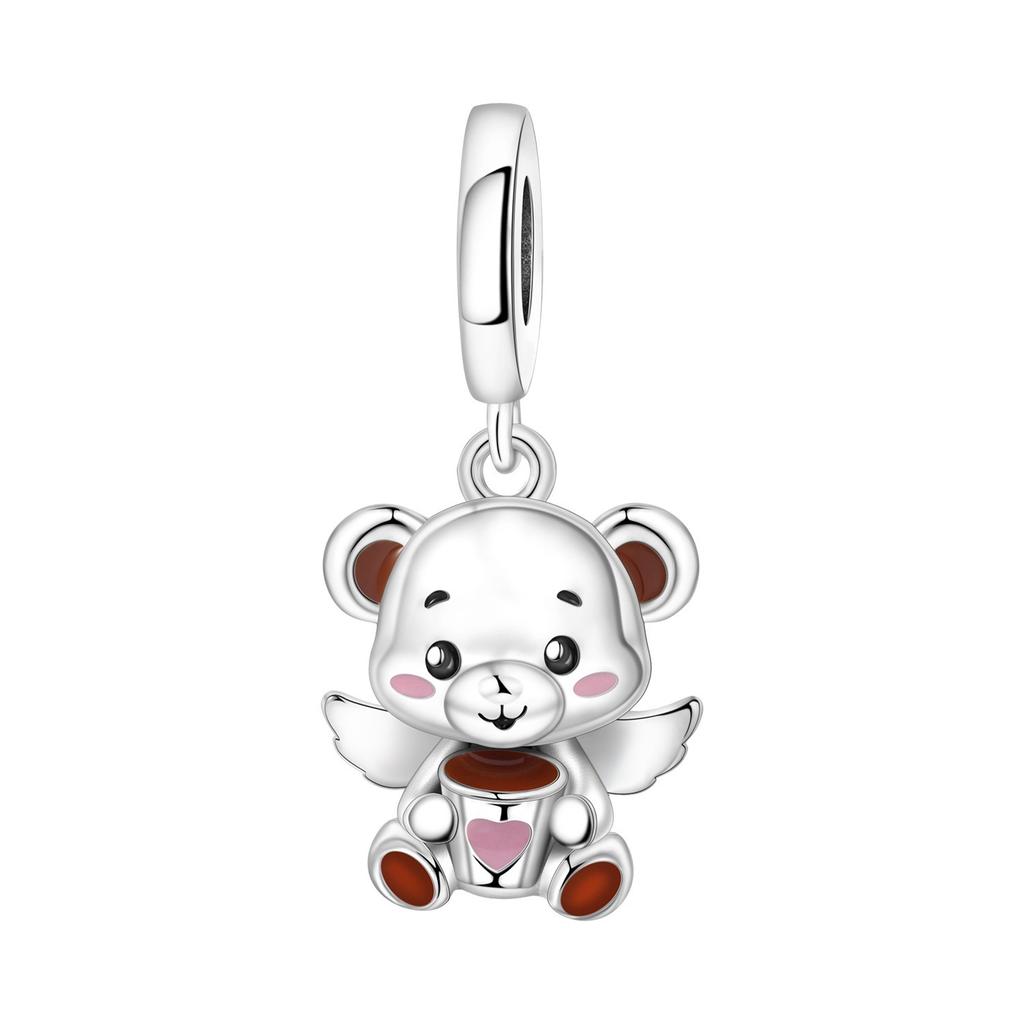 S925 Silver Cute Panda Bear Penguin Beaded Pendant Bracelet Handmade Jewelry Gift for Women Girls