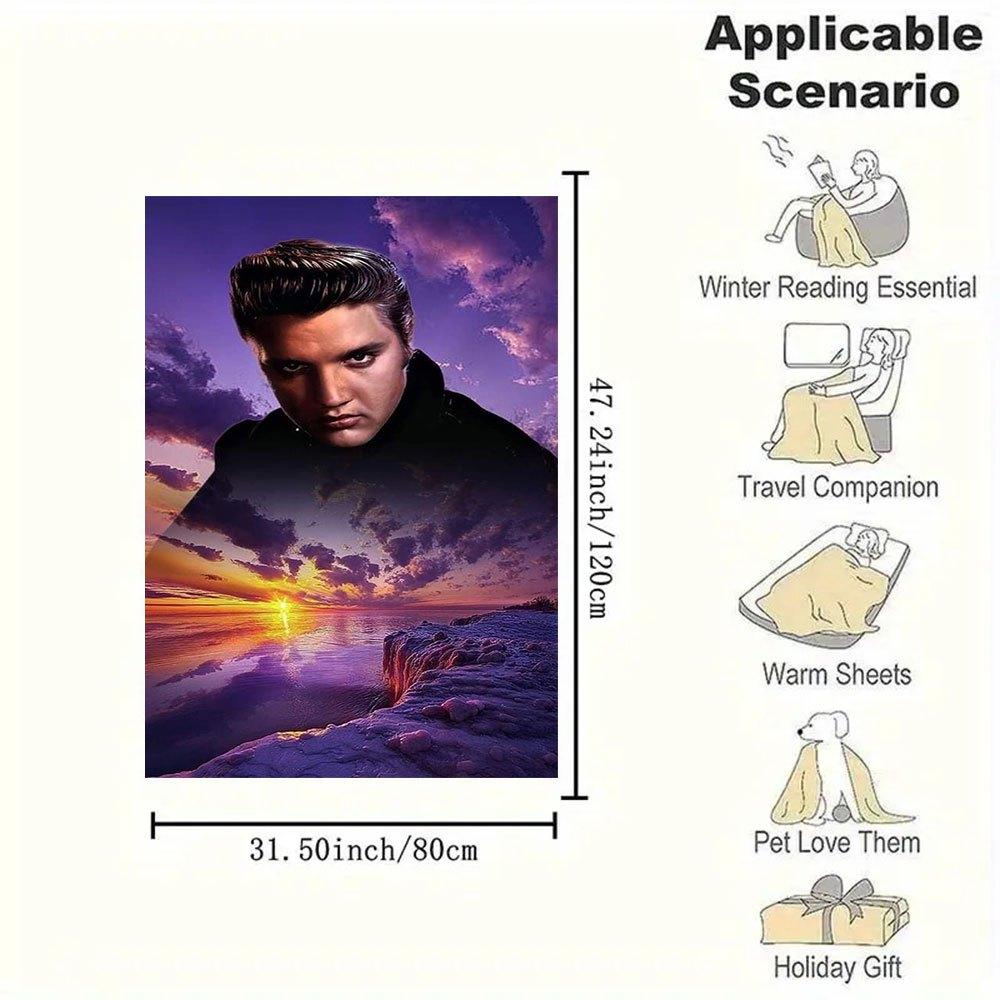"Elvis Presley Sunset Beach Handyhülle Abdeckung" Flanell-Kuscheldecke für Sofa, Bett, Reise, Camping, Büro, Couch, Stuhl Und Bett Geschenk