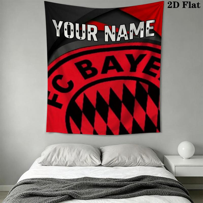 Custom Name Bayern Munich Wall Tapestry Aesthetic Wall Hanging Printed Fabric Blanket Decorative Tapestries for Bedroom Living Room Home Decor