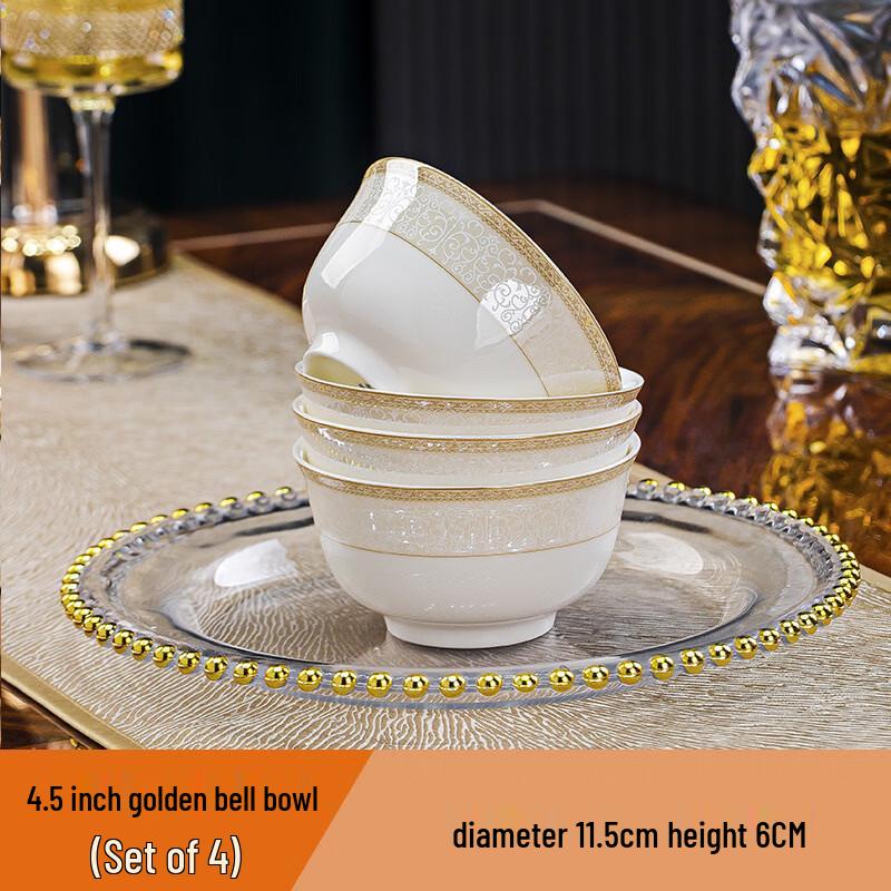 Roman Romance Gold Rim Bone China Bell Bowls (4-pack)
