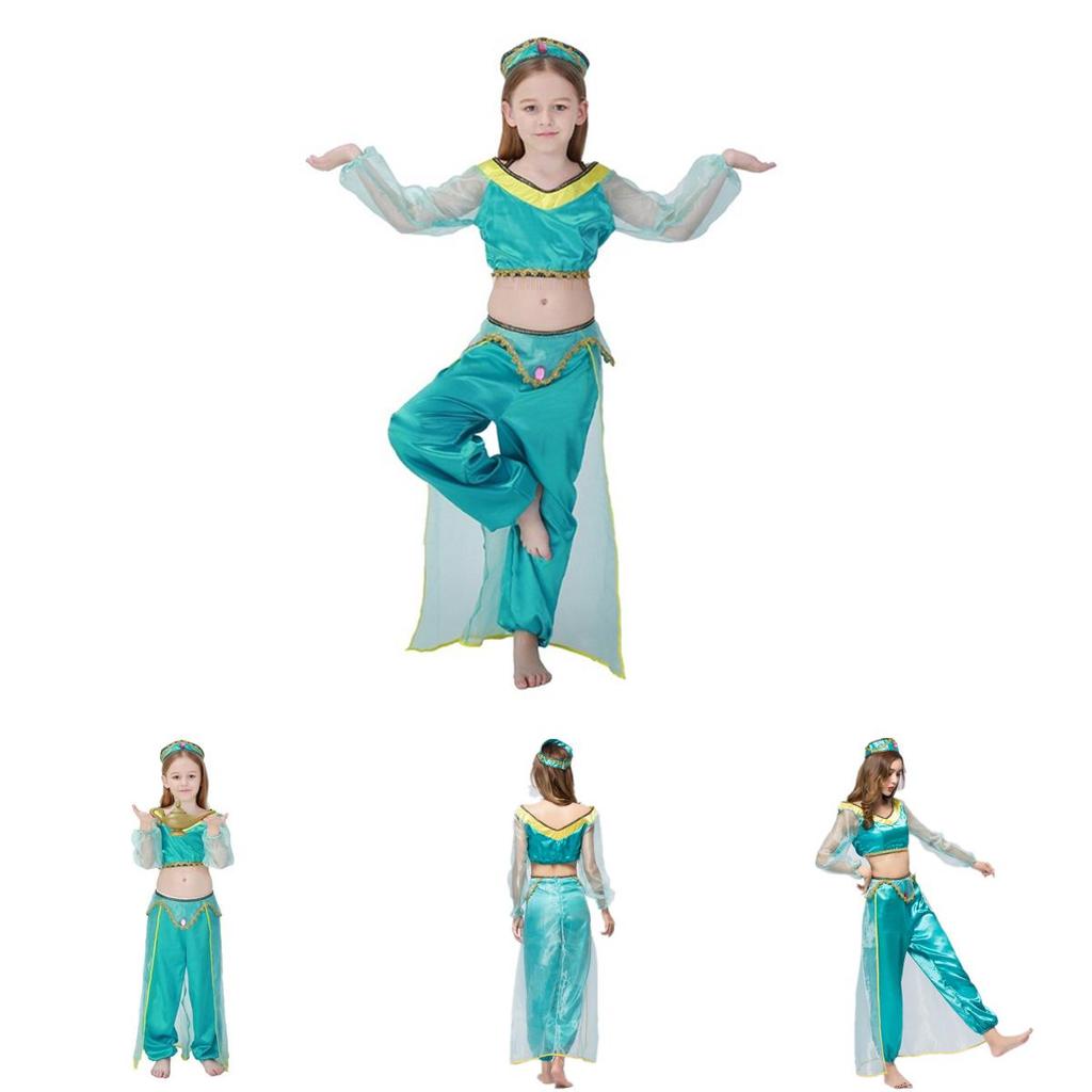 Enchanting Aladdin Princess Jasmine Cosplay Dress Set For Adults And Girls