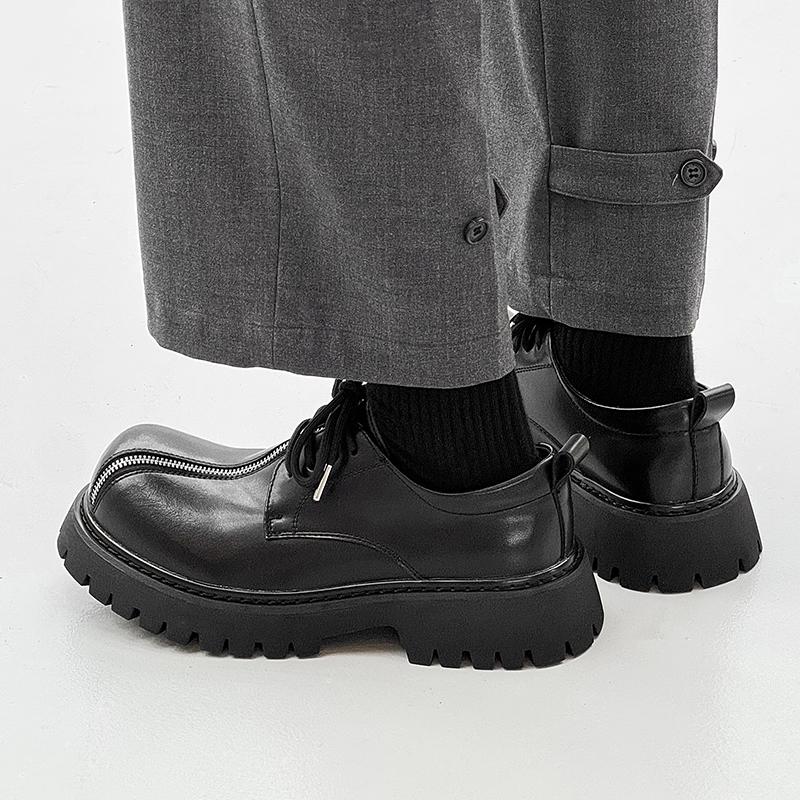 Fashion Casual Thick Soled Men's Leather Shoes Classic Designer Luxury Style Business and Office Black Hot Selling Derby Shoes Quality
