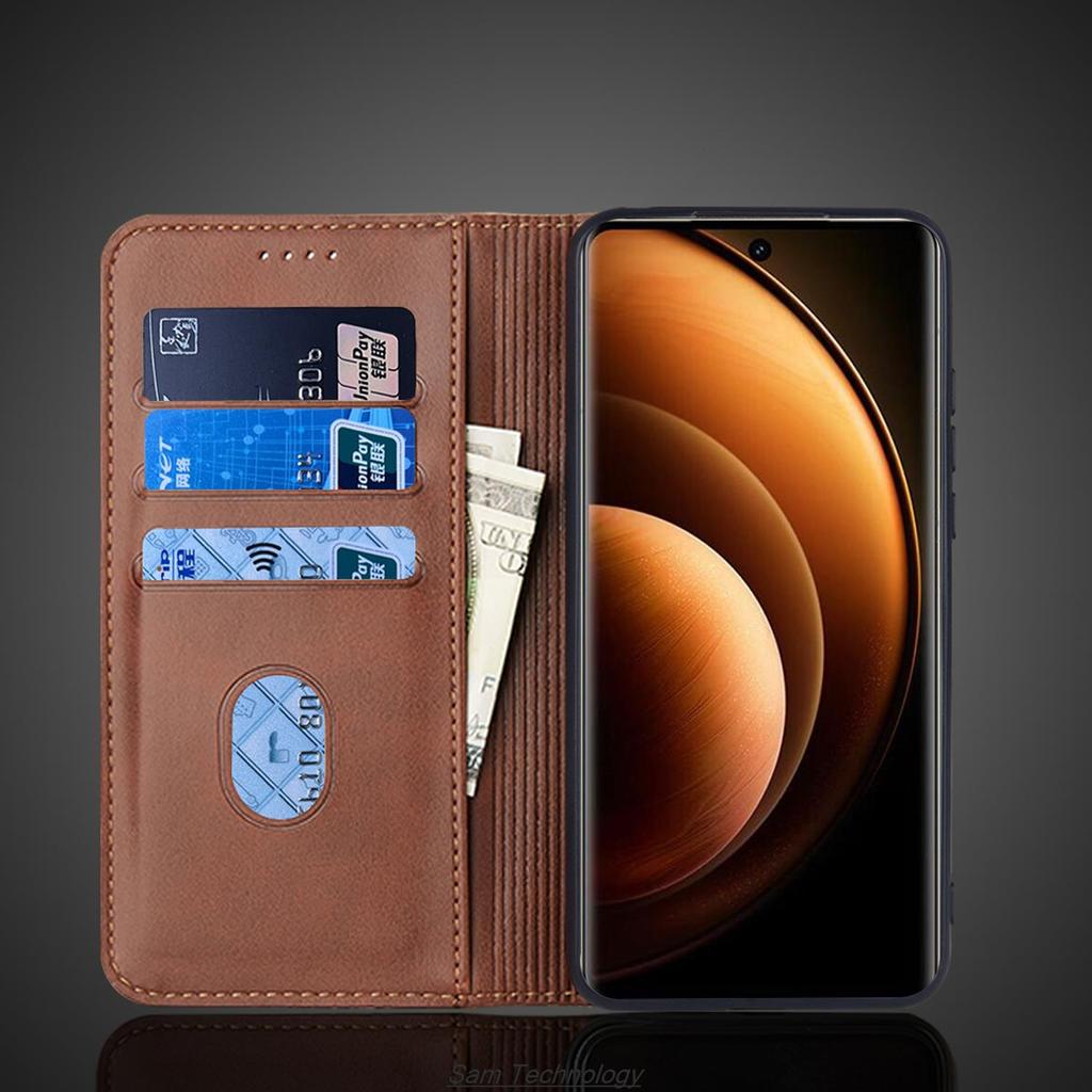 Magnetische Anziehungskraft Ledertasche für Vivo X100 X 100 Kartenhalter Holster Flip Cover Tasche Brieftasche Handytaschen Fundas Coque