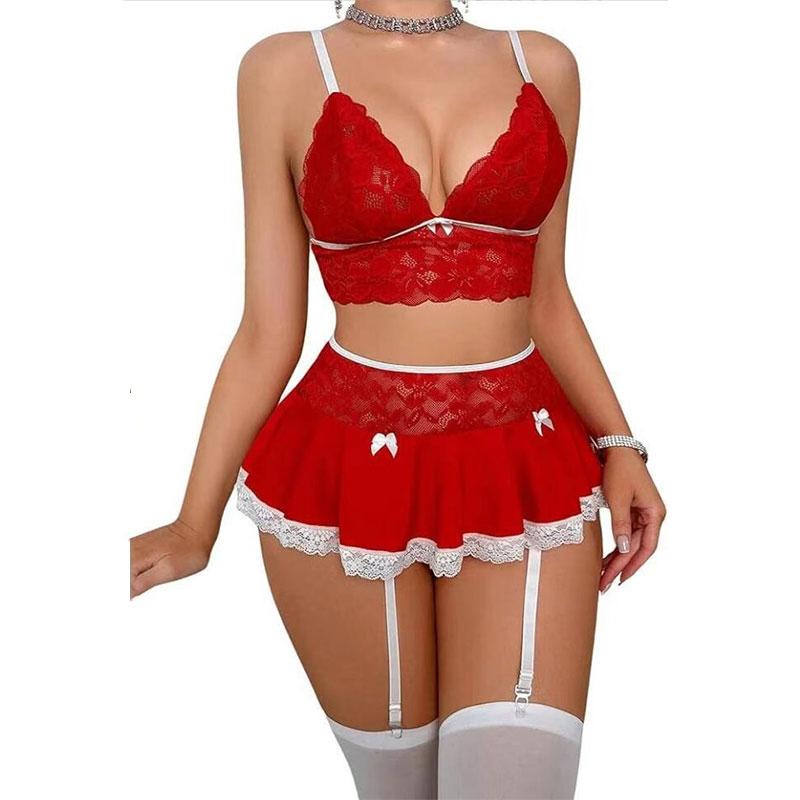 Transparent Lace Lingerie Everyday Underwear Patchwork Matching Sexy Outfits For Woman Cosplay Costume Erotic Set