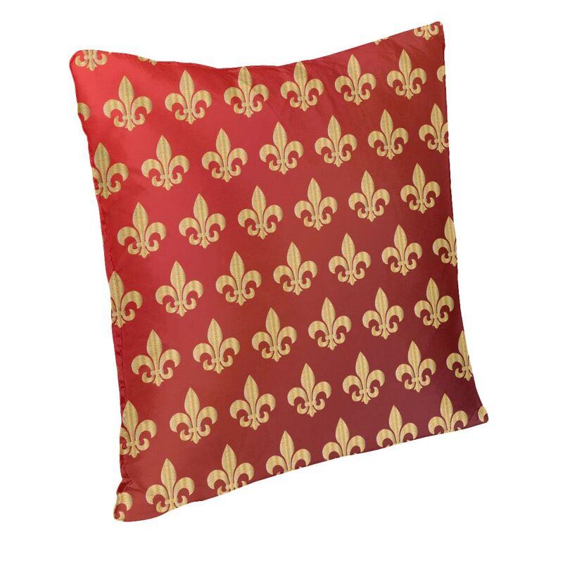 Nordic Red And Gold FleurDeLys Cushion Cover Polyester Fleur De Lis Lily Floral Pillow Case Decoration Pillowcase