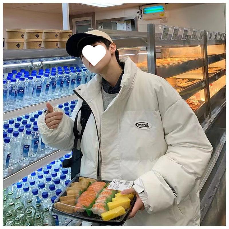 Winter Neue Daunenjacke Herren Hong Kong Stil Verdickt Locker Stehkragen Lässige Warme Jacke Trendige Marke Brotjacke