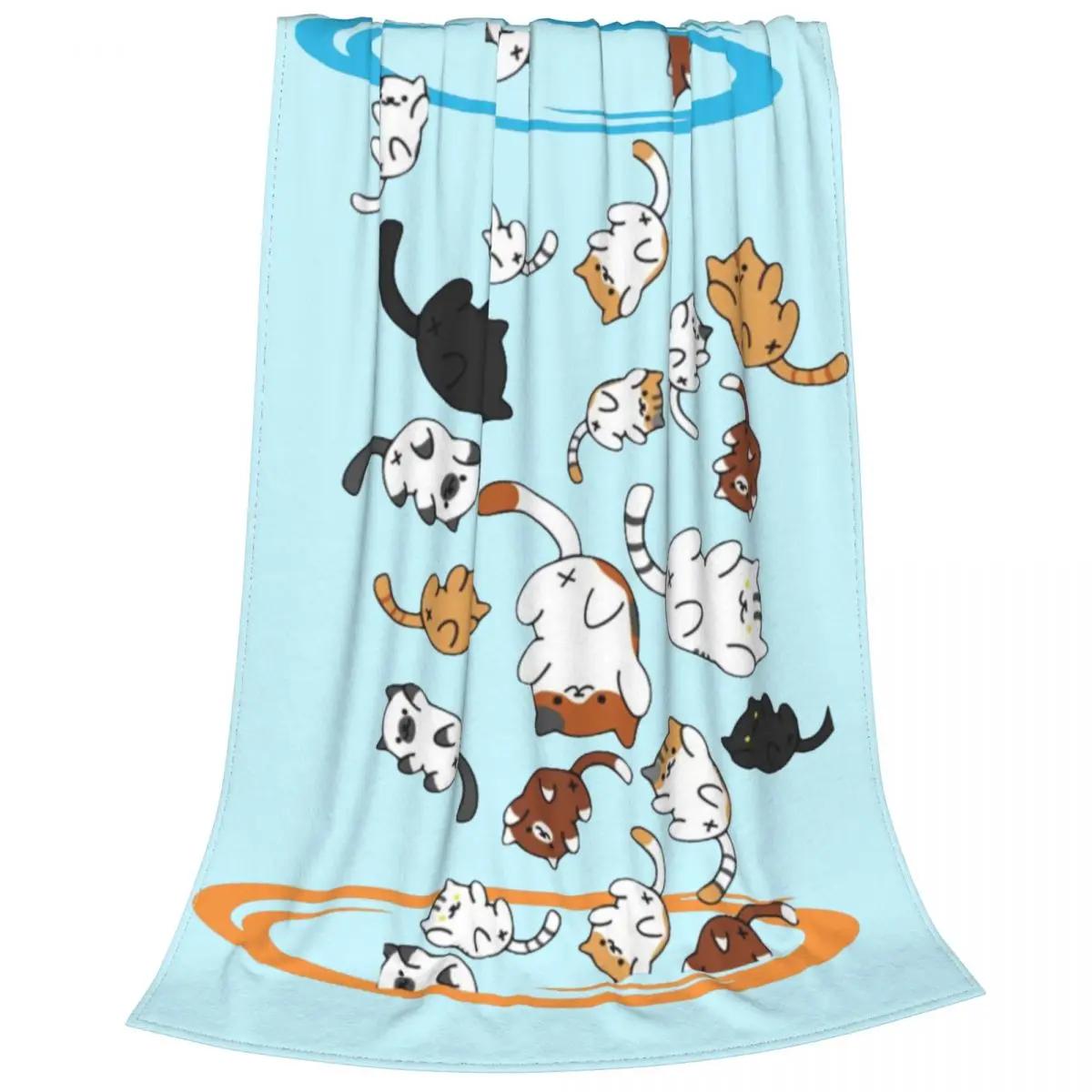 Neko Portals Blankets Fleece Neko Atsume Kawaii Cat Game Kitty Collector Lightweight Throw Blanket for Home Couch Bedroom Quilt 100x150cm