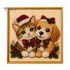 Winterwunderland Kreativaktivitäten Weihnachten Kunst-Kit mit künstlichen Perlen, Xmas Hut Katze Hund Malerei DIY Themenprojekte 3D Welpen Perlen Bastel-Kit für Erwachsene,