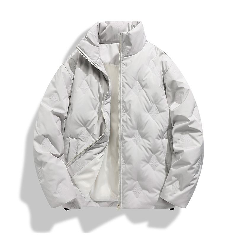 

Black diamond plaid stand-up collar men s winter loose thickened warm cotton jacket casual couple jacket trendy padded clothes 4XL серый