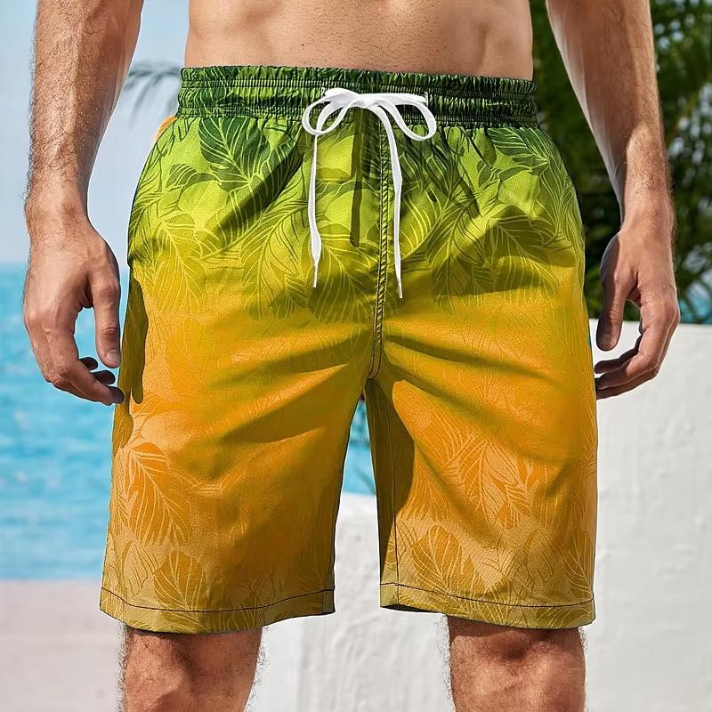 2026 Summer Gradient Graphic Beach Shorts for Men Colorful 3D Printed Board Shorts Summer Casual Vacation Short Pants Loose