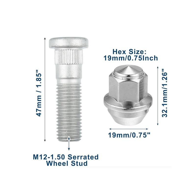 M12x1.5 Wheel Nuts for ford EcoSport 2018-2021, ford Escape 2013-2021,, ford focus 2009-2018,Lincoln MKC 2015-2019