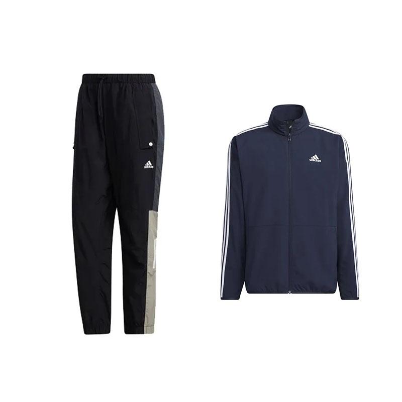 

Adidas Striped Zip-Up Long Sleeve Vintage Jacket With Logo Print And Drawstring Knit Pants Casual Sports Set Men Sets GE0393+IA9375 M