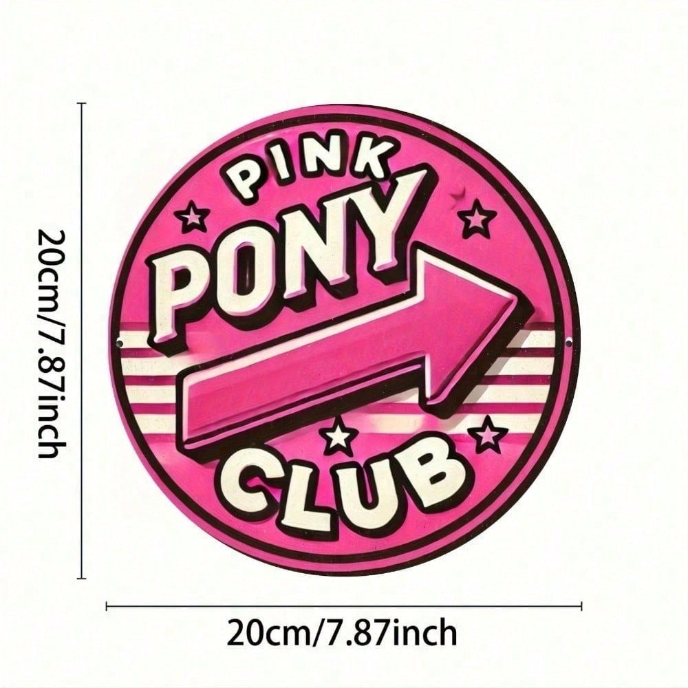 

Vintage Metal Tin Sign 8x8 Inch Retro Wall Art Pink Pony Club Poster for Home Pub Kitchen Decor різнокольоровий