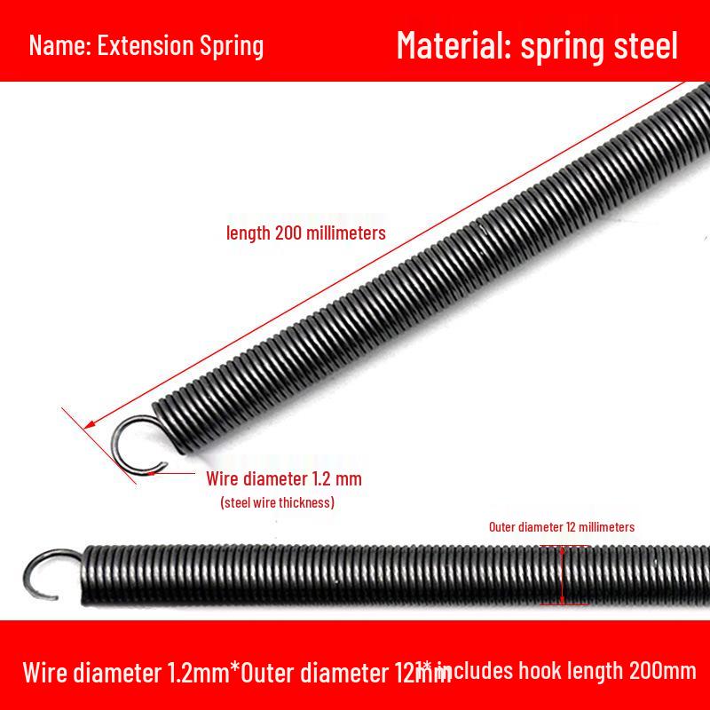 1.2mm Wire Extension Spring with Hook - Soft Tensile Force Spring Accessory