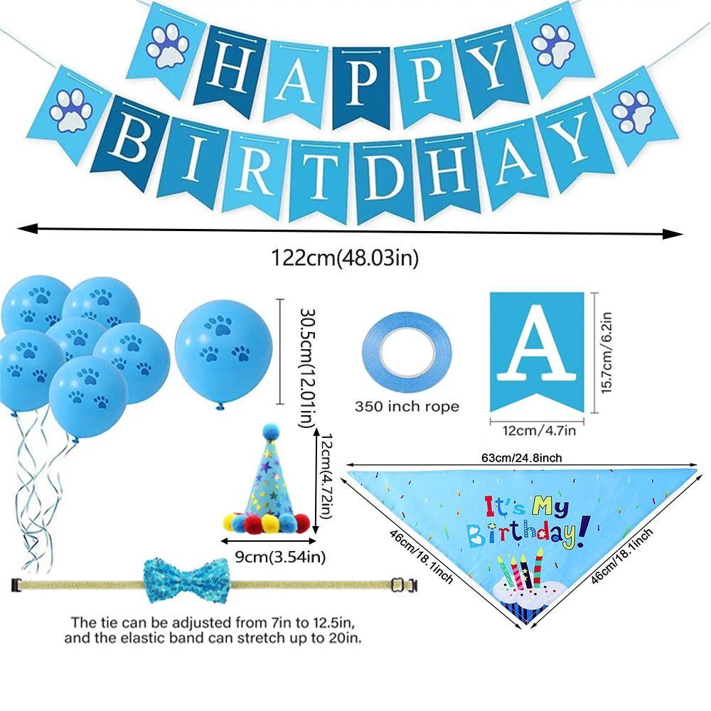 Cartoon Dog Birthday Bib and Party Hat Decorative Pet Birthday Decorations Set  Pet Accessories