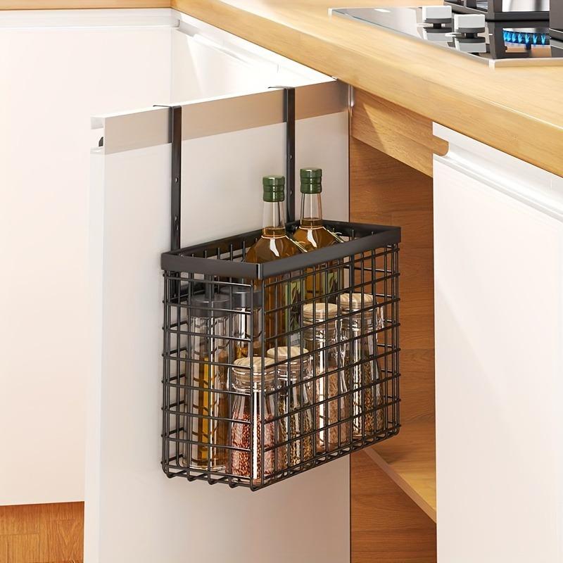 1pc Storage Rack, Simple Hanging Metal Storage Basket, Punching-free Wall-mounted Storage Basket, For Kitchen And Bathroom