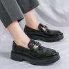 Fashion Brand Design Thick Soled Men Leather Loafers Shoes Men Fashion Slip-on Casual Men Korean Style Business Social Party Dress Shoes