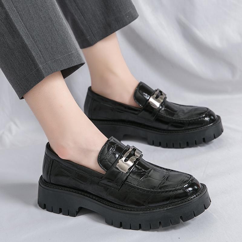 Fashion Brand Design Thick Soled Men Leather Loafers Shoes Men Fashion Slip-on Casual Men Korean Style Business Social Party Dress Shoes