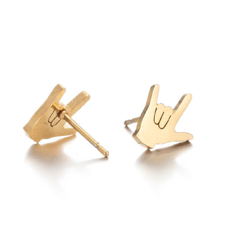Minimalist Stainless Steel Heart & Sunflower Star Stud Earrings - "I Love You" Gesture