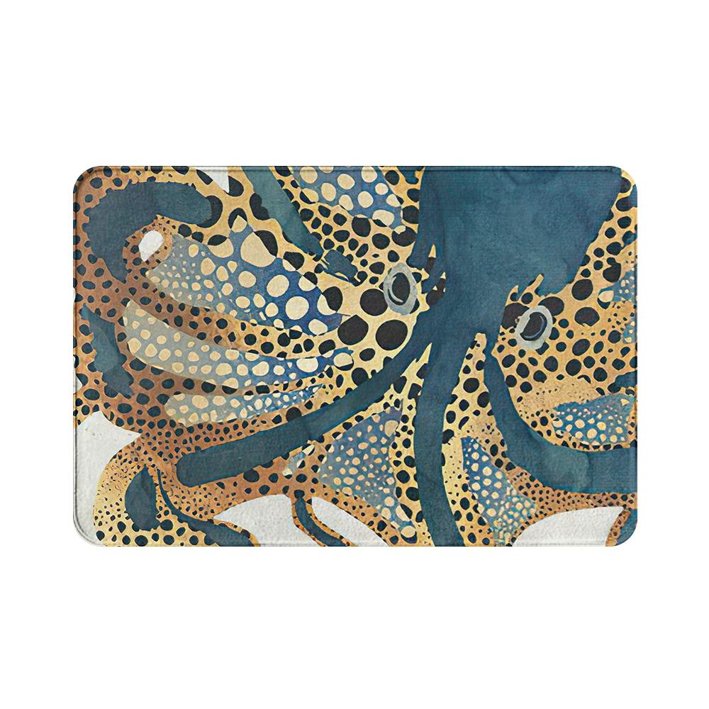 Sea Creatures Octopus Sea Life Nautical Blue Door Mats Kitchen Floor Bath Entrance Rug Mat Absorbent Indoor Bathroom doormat