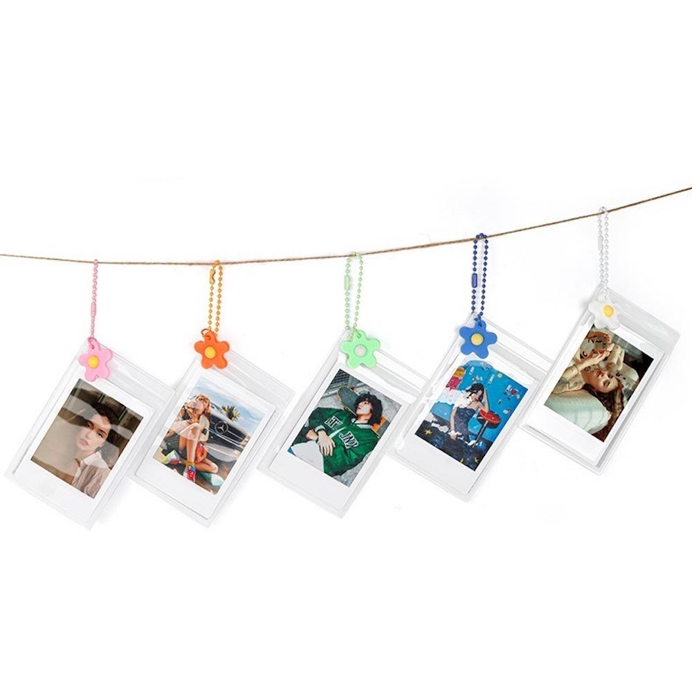 [Film Lab] [Set of 5pcs] Transparent Photo Case for Instax Mini Photo with Flower Clip CAC14