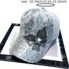 Sequin Baseball Cap for Women and Men, Summer Mesh Back, Rhinestone Butterfly, Fashion Sun Hat, Universal for Men and Women, Short Brim