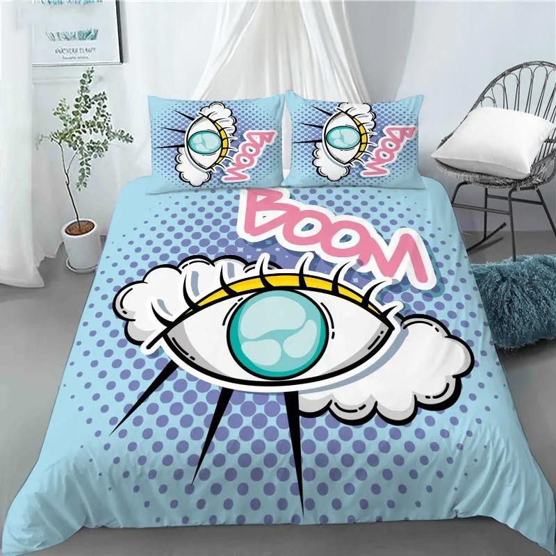 3D Hip Hop Art Style Duvet Cover Cool Rock and Roll Style Quilt Cover with Pillowcase for Kid Home Bedroom Decor King Queen Size
