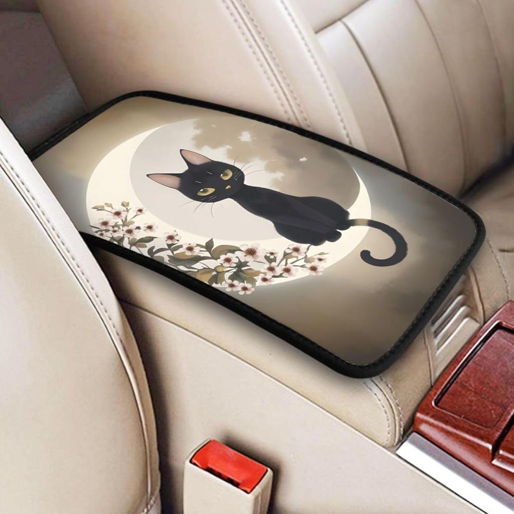 Universal Car Center Console Cushion Pad, Purple Butterfly Soft Waterproof Car Center Console Cover Auto Armrest Seat Box Cover Protector for Most