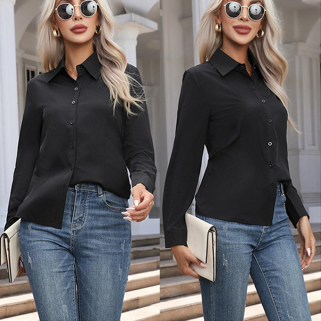 Womens Button Down Shirts Long Sleeve Tops  Blouses Business Casual Fashion Outfit