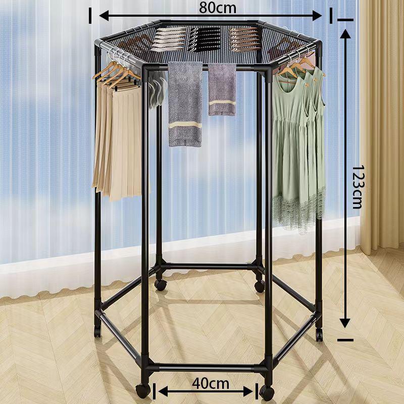 Drehbarer Bodenständer für Kleidung & Hüte mit beweglicher Wäschestange