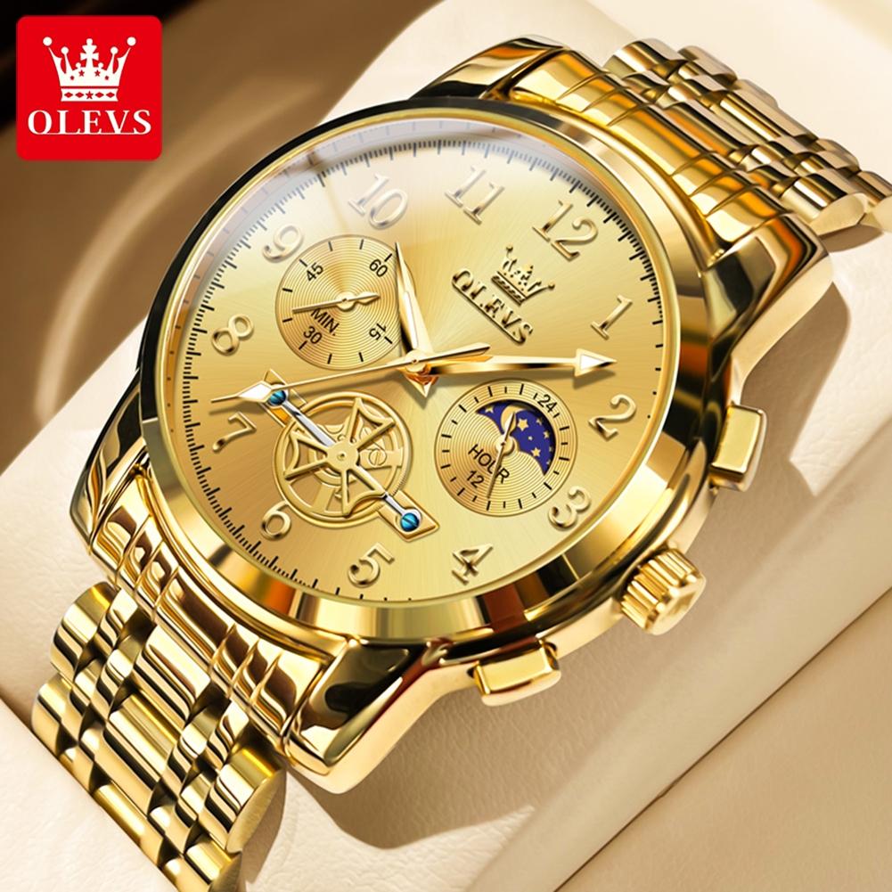 OLEVS Brand Watch Multi Functional Waterproof Quartz Watch Moon Phase Luminous Men's Watch 2903