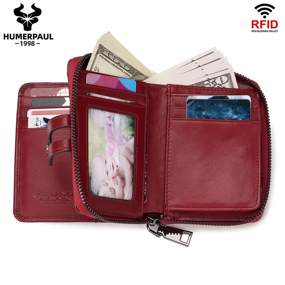HUMERPAUL Leather ladies wallet Rfid multi-function card holder, coin purse