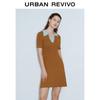 UR 2024 Summer Retro Color-Block Slim Knit Dress