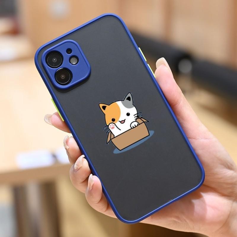 Cute Cat Phone Case For IPhone 14 13 12 11 Mini Pro Max XS X Max XR 8 7 Plus SE 2022 Skin Color Phone Cover