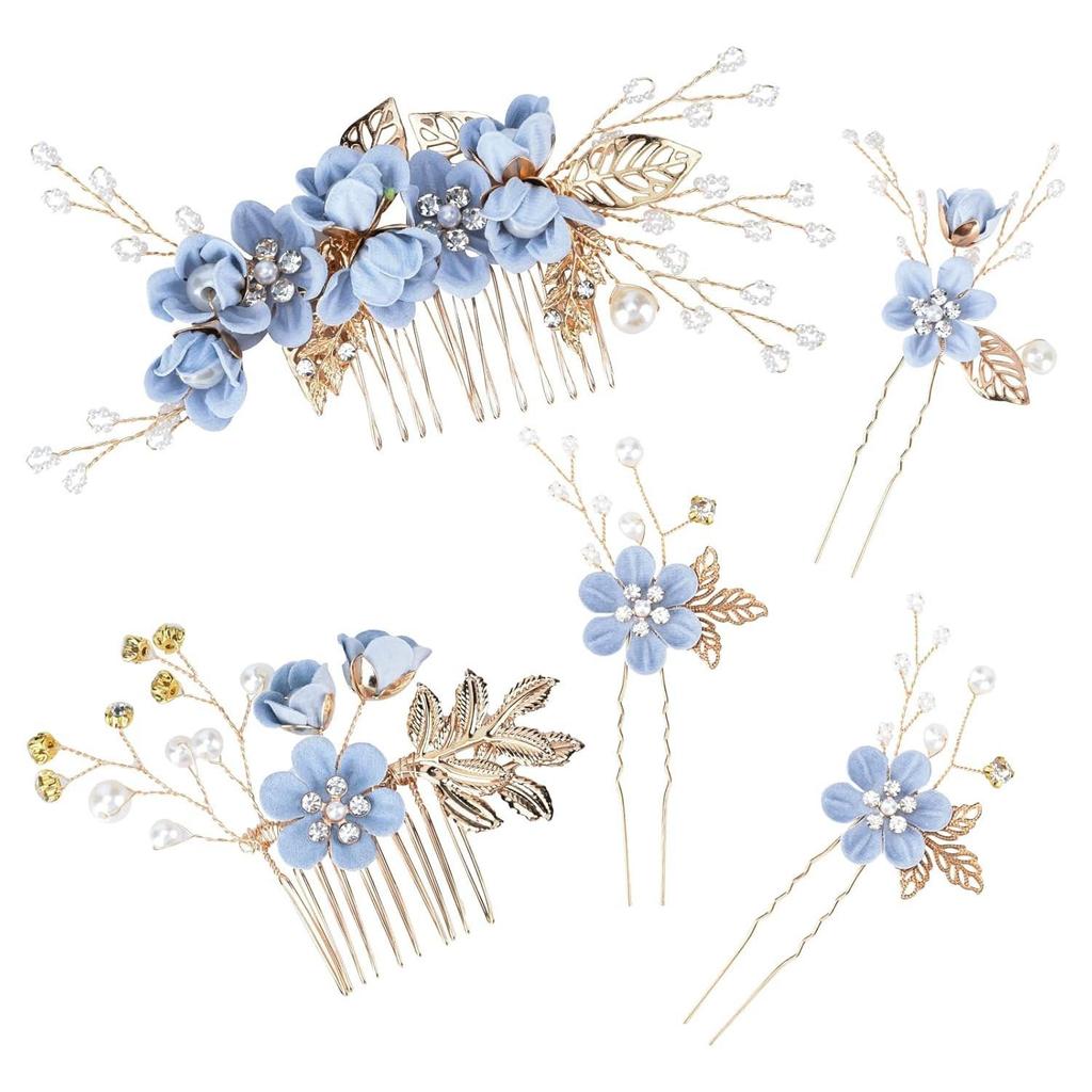 Goldener Braut-Kopfschmuck: Handgefertigtes Perlen-Haarschmuck-Set