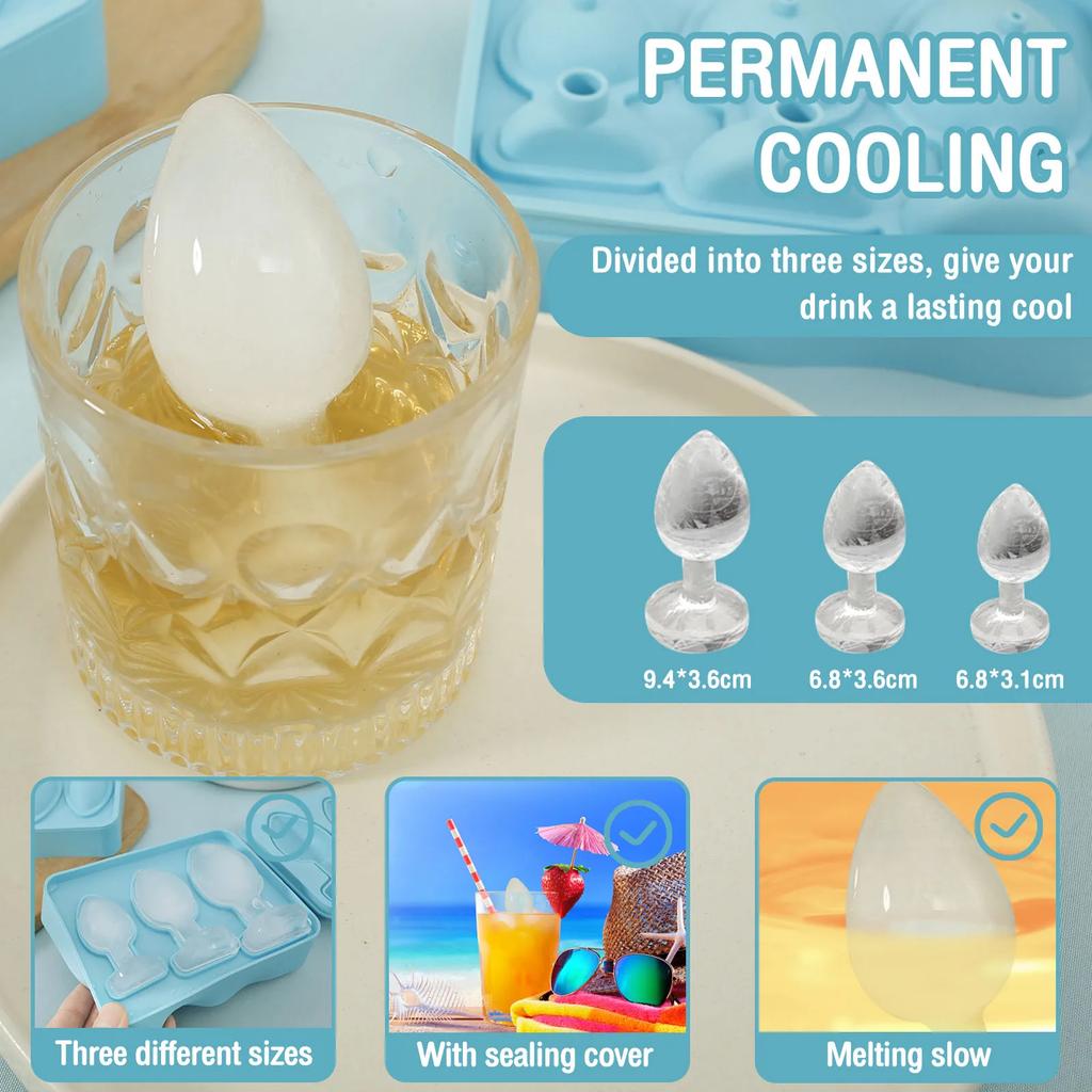 2Pcs Ice Cube Mold Silicone Prank Butt Plug Shaped Mold Prank Ice Cube Molds Kitchen DIY Ice Maker Juice Drink Ice Cube Trays