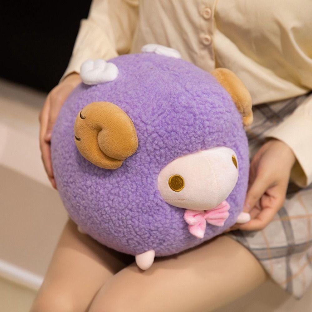 Purple Color Round Sheep Plush Doll Pink Color Sheep Plush Pillow  Home Decoration