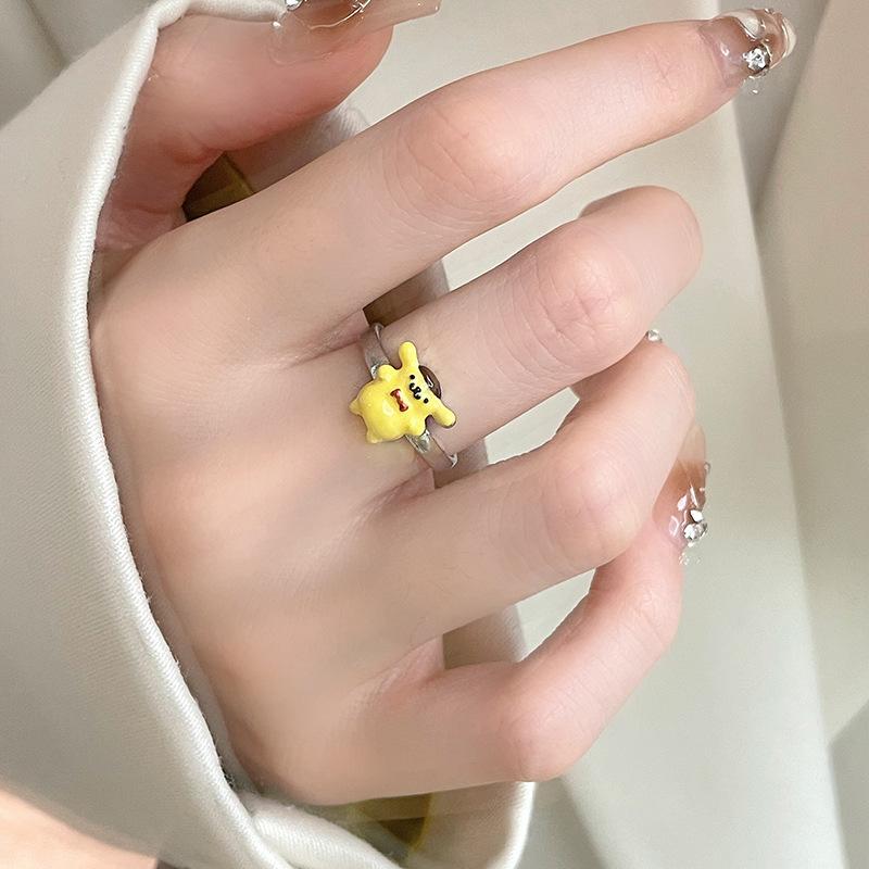 Dripping Oil Cartoon Cute Open Ring Fashion Personality Niche Design Childlike Ring Index Finger Ring Girl