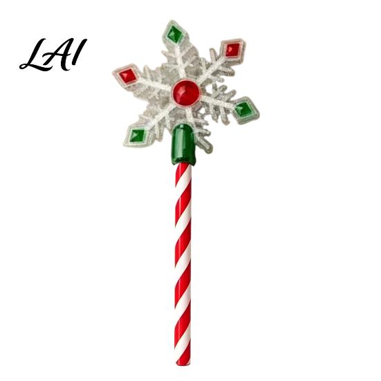 Bacchetta da ballo con design a fiocco di neve Bacchetta di Natale Portacarte di credito per pagamenti contactless con caramelle Gadget festivo novità Manico per bastone Stampa 3D Checkout