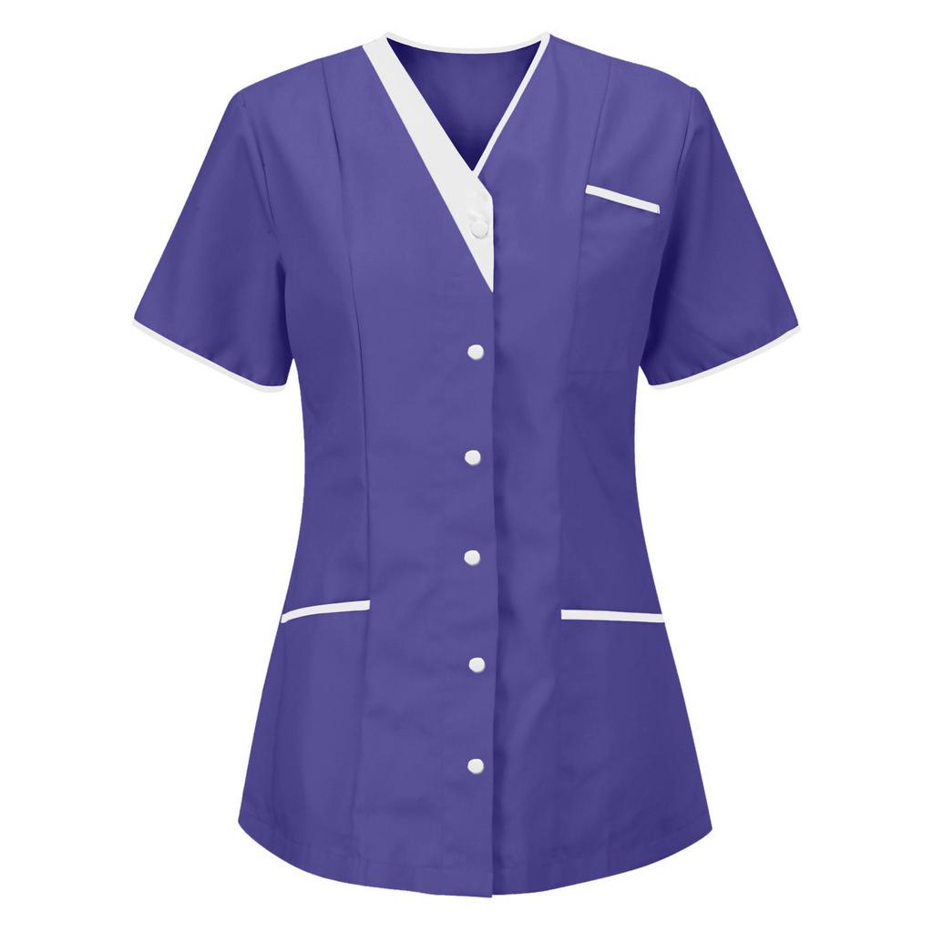 Women's Uniform Quick-drying Fabric Solid Color V-neck Short-sleeved Uniform