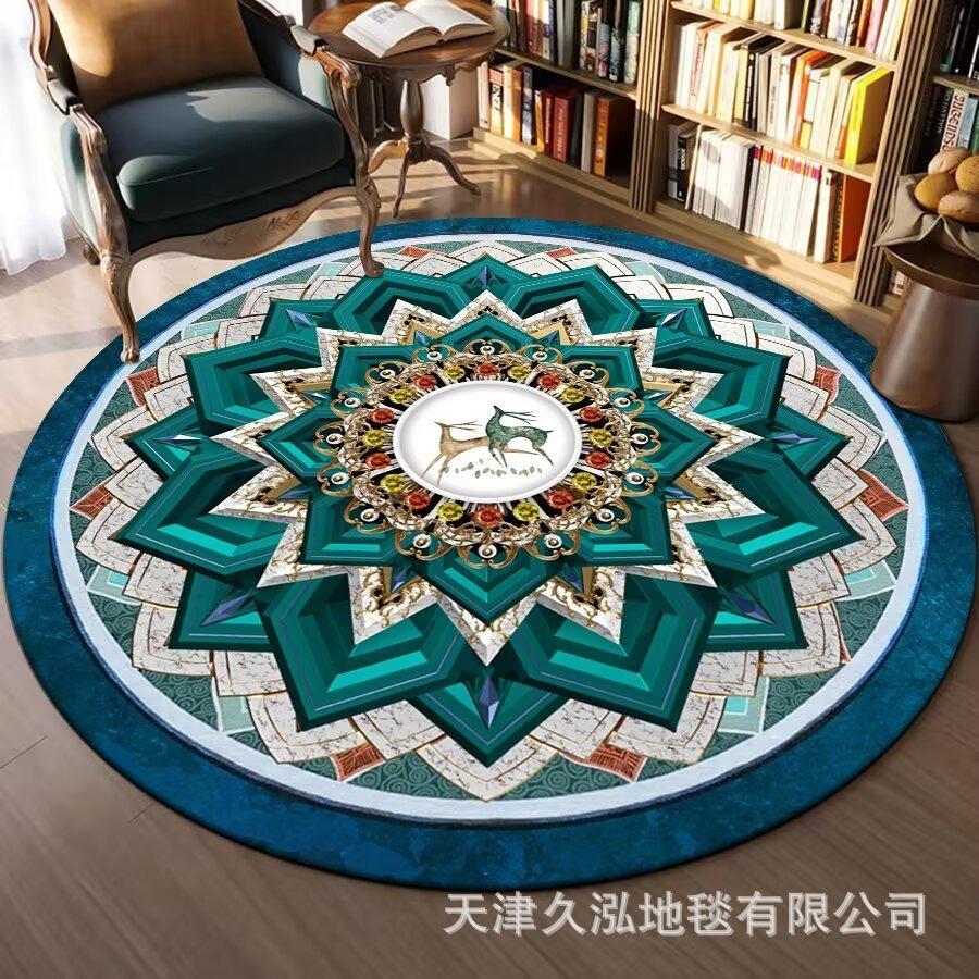 Circular Carpet Bedroom Living Room Carpet Coffee Table Carpet Home Sofa Circular Mat Ethnic Style Carpet