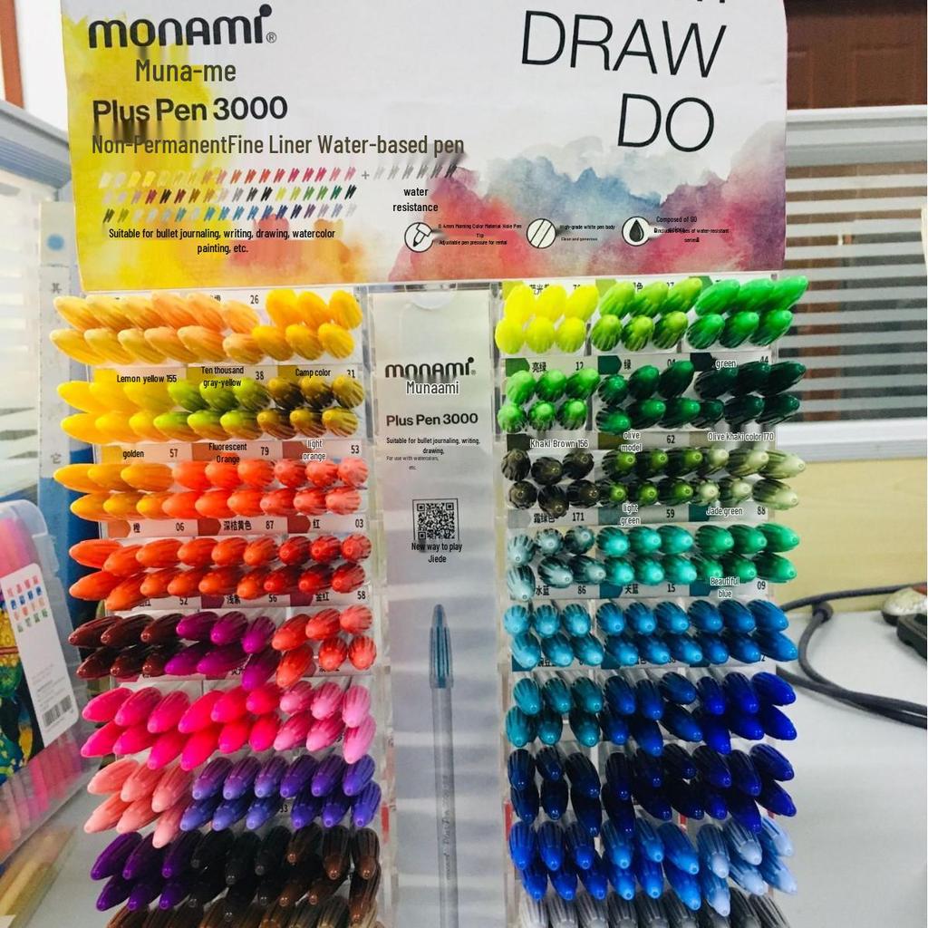 Mona Mei Plus 2022 Water-Based 60 Color Fiber Pen Set - White Barrel Liner Pen