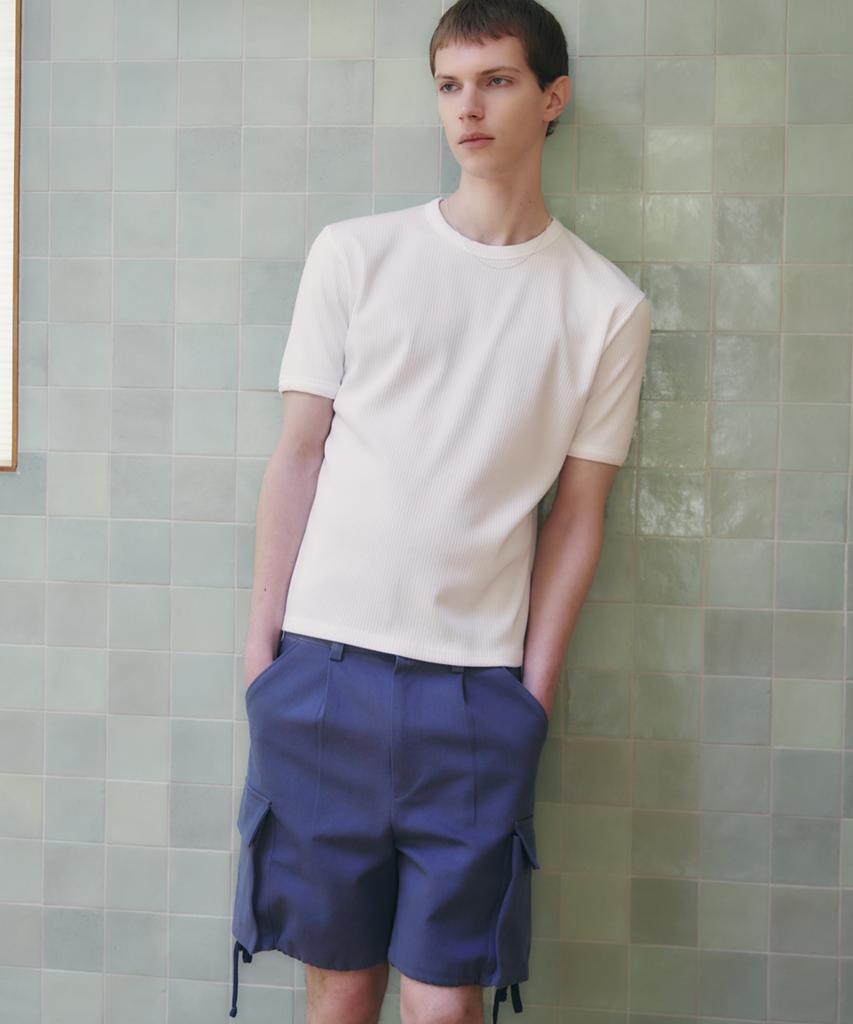 Leondi Rib Slim Short Sleeve T-Shirt - White