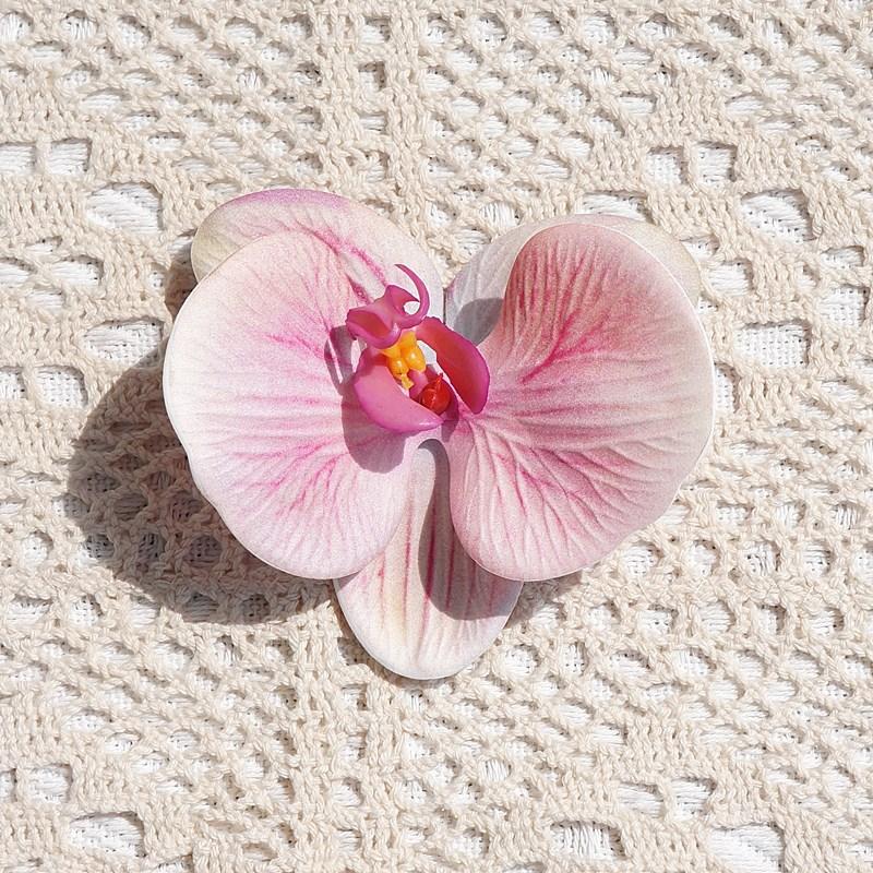 3D Print Big Butterfly Orchid Head Silicone Cotton Artificial Flower Wedding Souvenir Party Gift Box Decor Headdress Flower