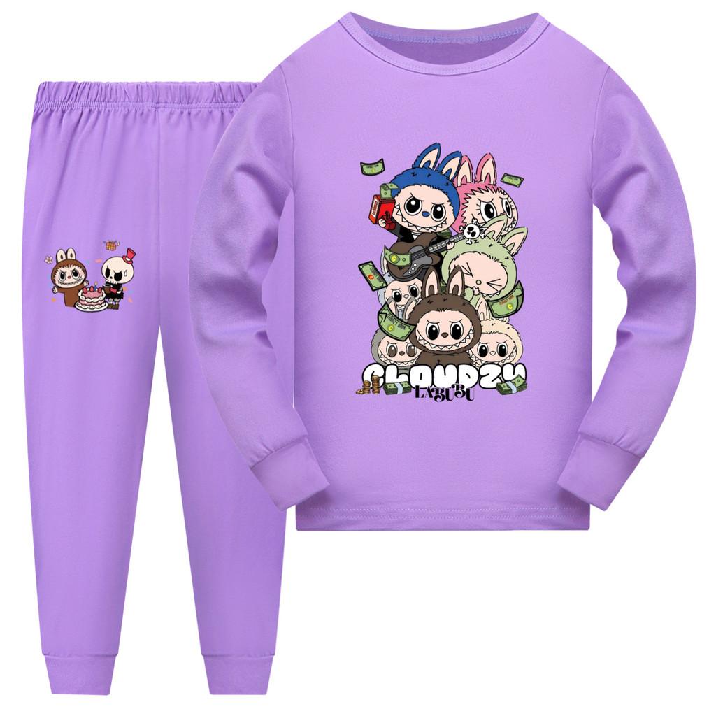 Labubu Kids Short Sleeve Short Pants Pajama Set With Cotton Fabric For Children