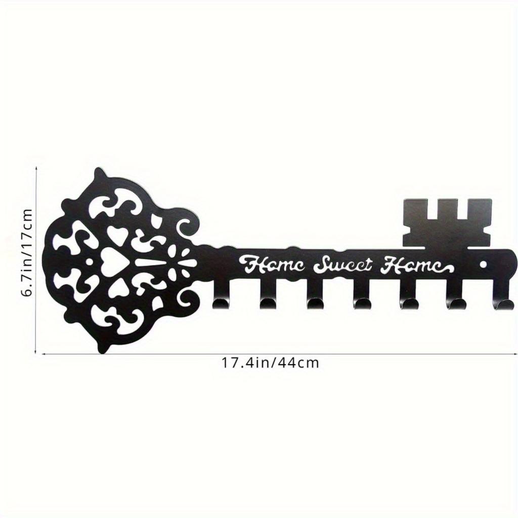 1PC Metal Key Holder, Black Wall Mounted Hook, Ornamental Hanger for Home Decor, Entryway Storage