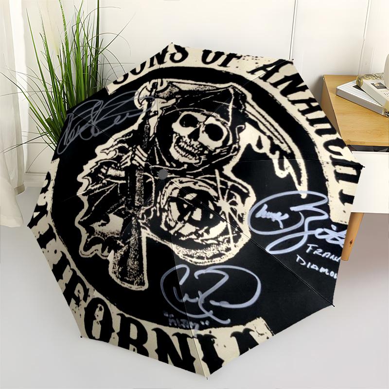 1 ud. Paraguas de Calavera Paraguas Plegable Portátil Estructura Ósea de Hueso de Hierro Paraguas para Exteriores y Hogar