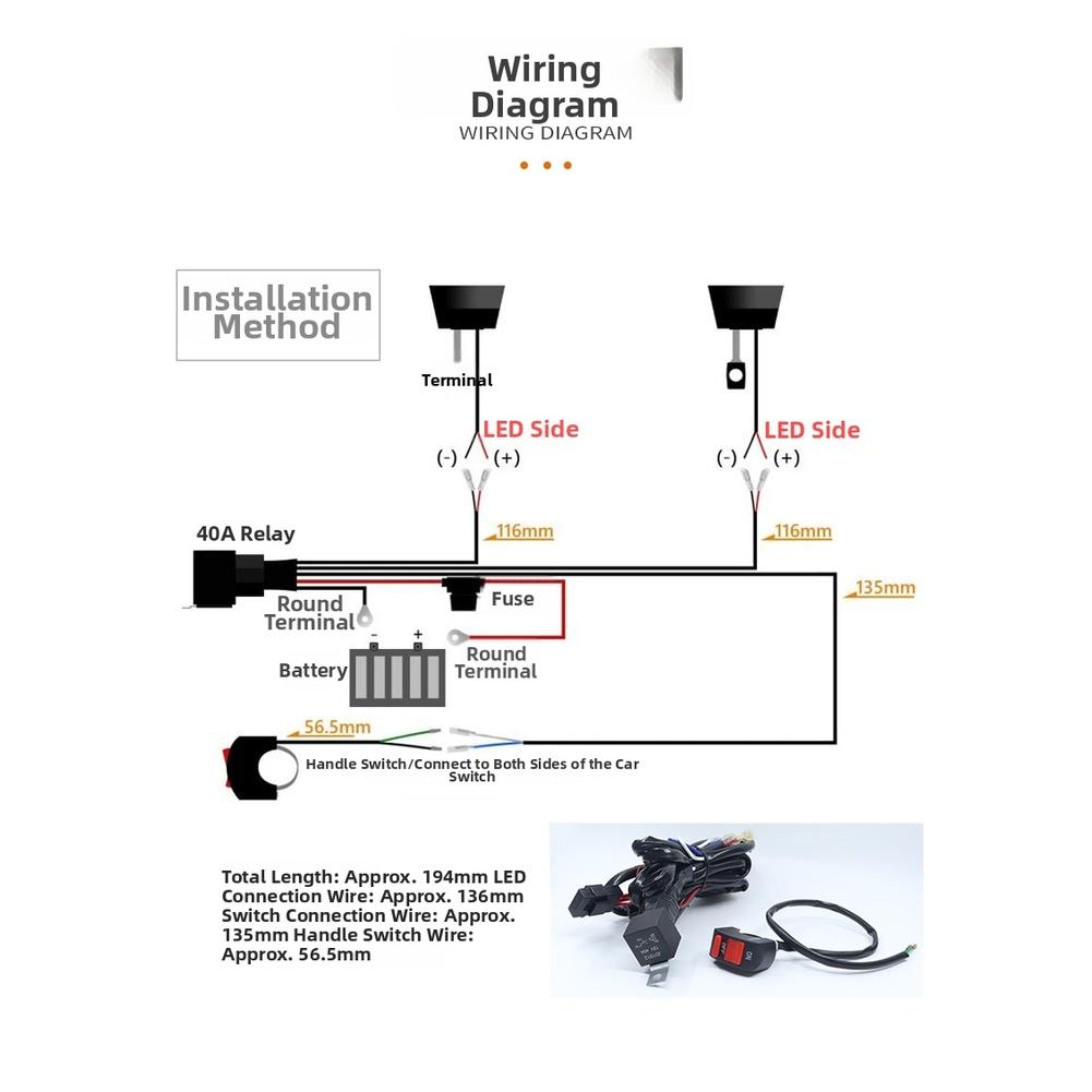 12V 24V Kit Headlight Harness For Work Light Wide Compatibility Direct Plug-in Connectors Slow-blow Fuse Protection For Car