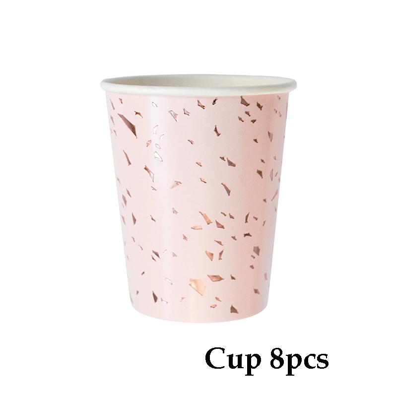 Champagne Party Rose Gold Disposable Tableware Pink Birthday 1st Baby Shower Favor Paper Plates Cup Party Supplies Wedding Decor